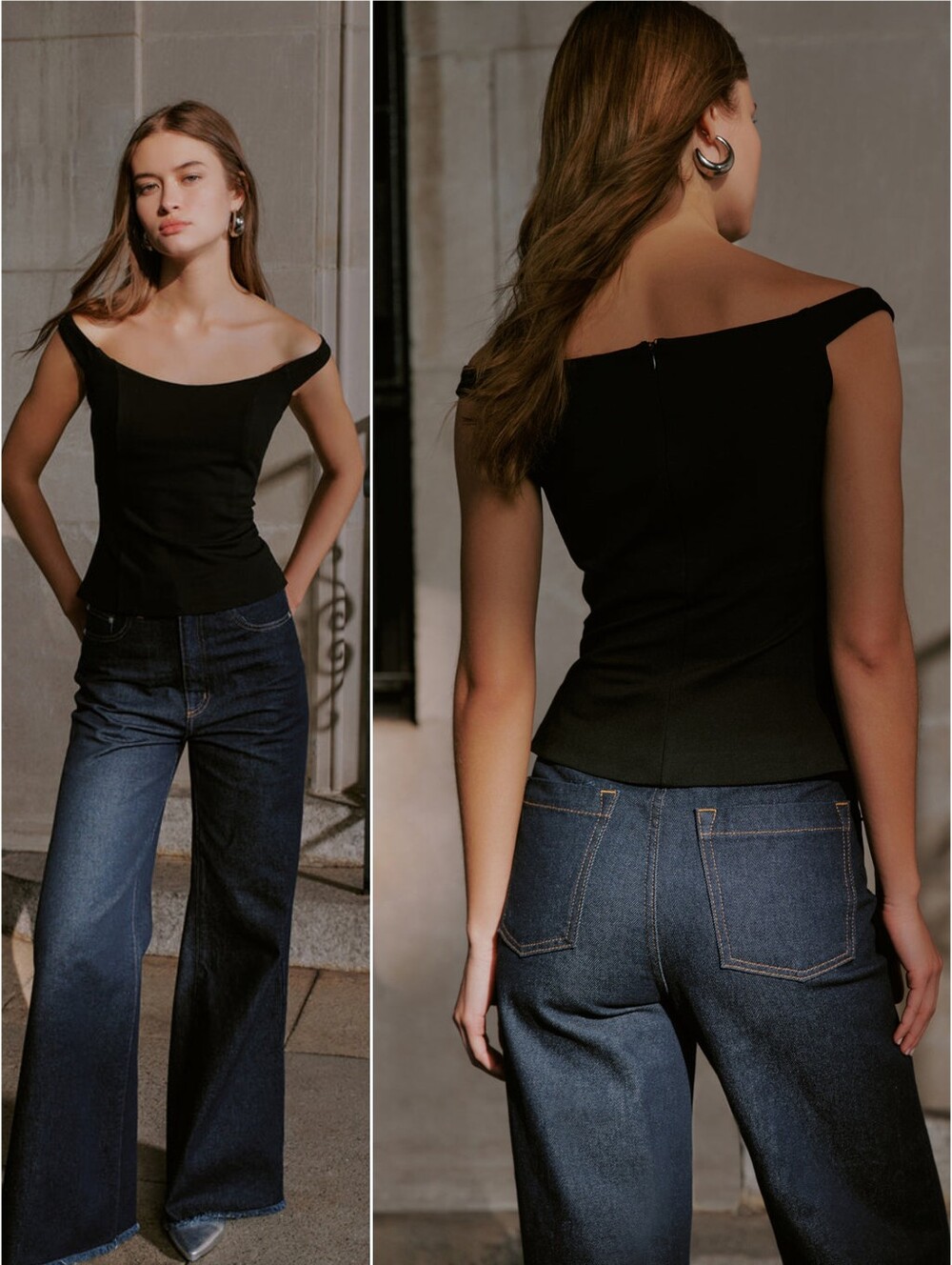 Marcella NYC Eliana Off The Shoulder Top Black XL - Picture 2 of 9